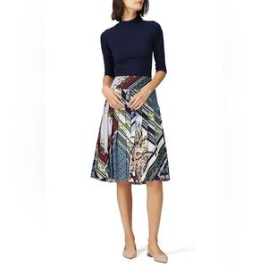 Tory Burch Silk Patchwork Skirt Pleated Multicolor 14